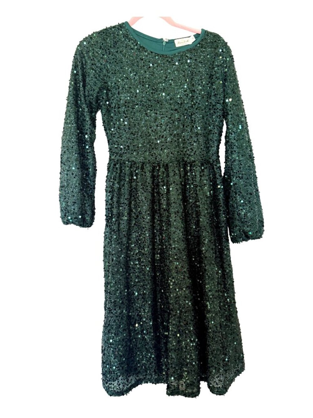 Marie Nicole Mom and Me Dazzling Sparkles Emerald Green Girls Sequin Dress Sz S